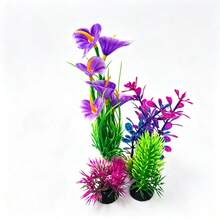 Aquarium Decor Set, Plastic Artificial Grass Decoration For Fish Tank, Realistic Aquarium Plants - C - View 2
