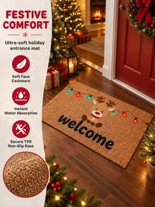 1pc Christmas Door Mat, Creative Theme, Suitable For Entrance. This Can Be Used As Bedroom Decor Accessory, Suitable For Kitchen, Bedroom, Entryway, Bathroom, Front Door, Also Can Be Used As Photography Prop Or Outdoor Decoration. Perfect For Home Decor, Holiday Decoration. - A - View 5