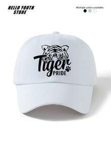 1pc "Tiger" Letter And Tiger Pattern Baseball Cap, Fashionable And Versatile, Adjustable Lightweight Comfortable Sweatband Multifunctional Baseball Cap, Sun Protection Hat For Travel And Daily Use, Gift For Friends - A - View 4