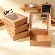 5PCS/8"X8"X2.5" Baking Boxes With Window, Suitable For Pies, Chocolate Raspberries, Detachable Heart-Shaped, Cookies And More - View 13