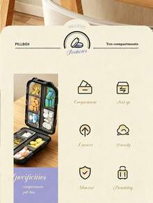 Multi-Compartment Sealed Portable Pill Box, Travel Pill Box, Mini Waterproof & Moisture-Proof Weekly Pill Organizer, Foldable Multi-Space Pill Box, Easy To Carry, Suitable For Outdoor Camping, Hiking, Fishing, Travel, Can Store Vitamins, Fish Oil, Nutritional Supplements - View 5