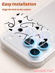 1pc Fashion Heart Pattern Lens Protector, Compatible With Phone 17 Pro/17 Pro Max/18 Pro/18 Pro Max, Birthday/Holiday Gift Phone Accessory, Full Coverage Anti-Scratch - Multicolor - View 5