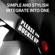 1pc PU Leather Car Seat Belt Shoulder Cover, PLEASE BUCKLE UP Letter Print Universal Safety Belt Pad, Anti-Friction Seatbelt Protector, Car Interior Decor Accessories - A234 - View 9