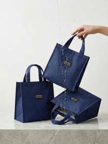 Cold&Heat Preserving Fully Sealed Large-Volume Durable Anti-Scratch Smudge-Resistant Oil-Proof Water-Repellent Damp-Isolating Leak-Proof Odor-Blocking Padded Grip Reusable Multi-Compartment All-Purpose Lunch Bag For Office Travel Picnic Holiday Gift - Navy Blue - View 8