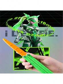 1pc Luminous Radish Toy, Fidget Balisong Trainer, Glow In The Dark Plastic Swing Knife, Stress Relief Novelty Hand Spinning Toy For Teens - Multicolor - View 1
