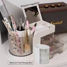 1pc New Nail Art Tool Storage Box, Multifunctional Rotating Storage Box, Easy To Use - Multicolor - View 6