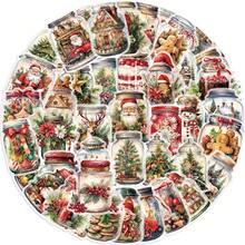 50pcs Christmas Bottle Decorative Stickers, Transparent PET Material, Warm Patterns Decorations , Suitable For Decorating Dorm Storage Boxes, Tablets, Earphone Cases And More. - Multicolor - View 8