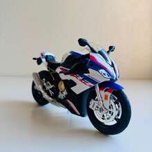 Maisto 1 st 1:12 skala S1000RR racingmotorcykelmodell i gjuten metall – blå och vit, med glidfunktion, samlarmodell – lämplig för Halloween-dekorationer och julklappar - Multifärgad - Visa 4