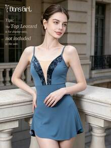 DonsGirl 1pc Women's Butt-Lifting Curved Hem Ballet Practice Skirt - Blue - View 8