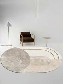 1pc Elegant Easy Line Oval Rug - Ultra-Soft Decor Carpet For Living Room, Bedroom And Bedside - Non-Slip, Thickened, Machine Washable, Floor Mat To - Multicolor - View 2