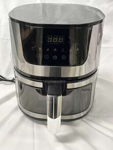 SOKANY 4.5L 氣炸鍋，1400W 附觀察窗，9 種食物時間與溫度指南，7 種烹飪預設與數位觸控控制 - 銀色 - 查看 2