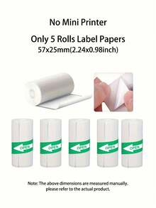 5 Rolls White Non-Adhesive Mini Printer Paper - White (Self-adhesive) - View 2