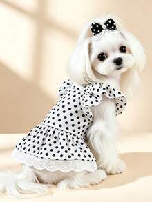 1pc Dog & Cat Mesh Wedding Dress Bow Cute Fashion Elegant Charming Creative Personalized Design Printed Pet Dress - Multicolor - View 1