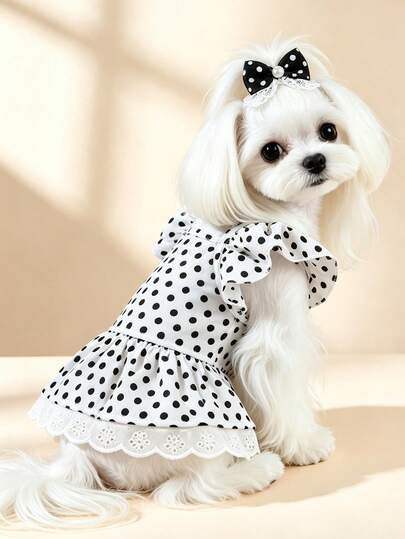 1pc Dog & Cat Mesh Wedding Dress Bow Cute Fashion Elegant Charming Creative Personalized Design Printed Pet Dress