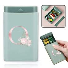 Gold Letter Print Portable Pill Box, Multi-Compartment Sealed Medicine Storage Box, Compact Daily Pill Container, Suitable For Travel And Daily Use - Multicolor - View 52