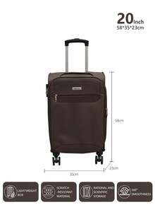 20/24/28 Suitcase, Hardshell/Softshell, Impact-Resistant, Expandable Section For Extra Capacity, Trolley Case, Storage Case, Carry-On, Checked Luggage - Dark Brown - View 10