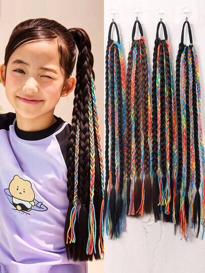 1pc﻿ ﻿ Multi-Strand Braided Ponytail Synthetic Hair Extension With Elastic Hair Tie, Long Box Braid Dreadlock Ponytail Hairpiece Forkids Festival Party Costume Hair Accessories