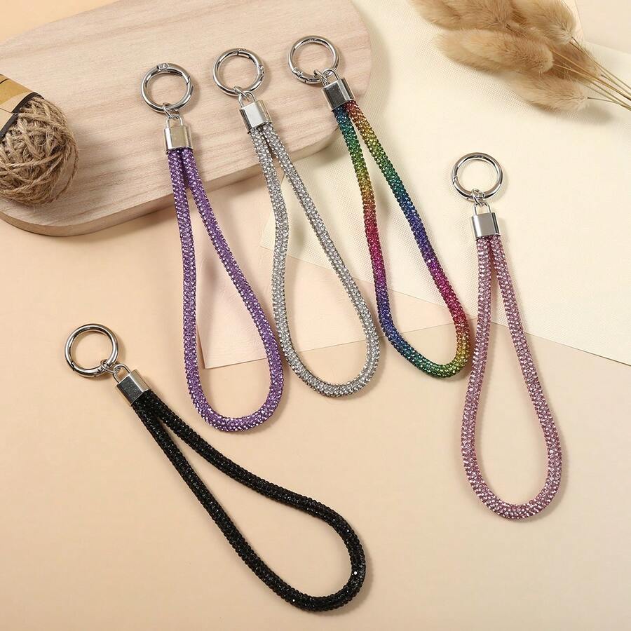 Creative Luxury Full Diamond Keychain Pendant Luggage Diamond Chain Short Wrist Rope Mobile Phone Hanging Rope Wholesale - Multicolor - View 1