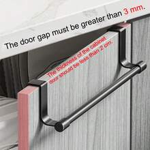 1pc Cabinet Door Back Towel Rack, 24cm/9.4in Stainless Steel Single Bar Towel Rack, No-Drill Cabinet Door Back Hanging Rack For Dishcloth, Towel Bar, Suitable For Kitchen, Bathroom, Matte Black - Black - View 7