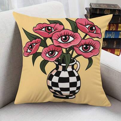 1 pieza, Cojín con diseño de flor de ojo extraño, perfecto para decorar sofás, salas de estar, dormitorios y oficinas