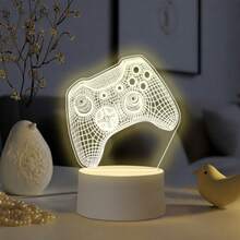 Game Controller Pattern Acrylic LED Night Light, USB Powered Warm Light Desktop Decor, Gaming Style Art Decoration, Cool Bedroom Dining Table Decor, Perfect Birthday Holiday Gift - Warm white light - View 1