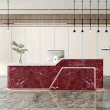 Deep Cherry Red Marble Pattern Self-Adhesive Wallpaper, Elegant Cherry Red Marble Texture, Peel And Stick, Easy Installation, Suitable For Bathroom Countertops, Vanity Tops And Other Surfaces. Waterproof, Durable, Removable Without Leaving Residue, Stain-Resistant And Easy To Clean, Creating A Luxurious Decorative Effect - Deep Cherry Red Marble Pattern - View 6