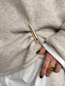 1 Minimalist Glossy Metal Brooch, Women's Style, Fashionable High-End Embellishment, Suitable For Waist-Cinching Dresses And Jackets - Gold - View 1