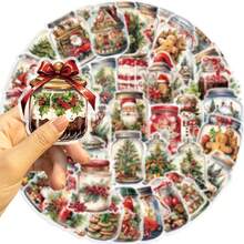 50pcs Christmas Bottle Decorative Stickers, Transparent PET Material, Warm Patterns Decorations , Suitable For Decorating Dorm Storage Boxes, Tablets, Earphone Cases And More. - Multicolor - View 7