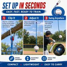 Baseball Softball Batting Swing Training Aid, Rope-Attached Baseball Hitting Practice Trainer, Front-Throwing Easy Training, Softball Batting Practice Equipment, Used To Improve Swing Accuracy, Hand-Eye Coordination And Timing - Baseball Training Rope With Hook - View 8