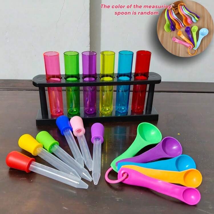 1 Set (Total Accessories: 5/7/8/13/41pcs) Colorful Science Experiment Kit, Fun Educational Experiment Tools, Multi-Color Experiment Set, Includes Test Tubes, Beakers, Droppers And Measuring Cups, Fun-Filled Home And Classroom Science Experiment Supplies, Suitable For Home Education, Classroom Activities And Science Enthusiasts, Family Interactive Fun Experiments, Suitable For Back To School, School Use, Christmas, Christmas Gifts - Color Experiment Series - View 17