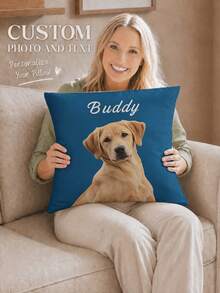 1pc Personalized Photo & Name Pillowcase, Wedding Couple Commemorative Gift, Home Decor, Valentine's Day, Christmas, Thanksgiving, Mother's Day, Father's Day, Gift For Dad Or Mom, New Year Pattern, Baby/Couple/Family Photo, Single-Sided Print - Multicolor - View 18