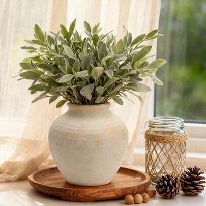 6.2 Inch Vintage Country Style Decorative Vase, Bohemian Ceramic Vase Suitable For Dining Table, Living Room, Shelf, Kitchen, Bedroom, Wedding And Housewarming Gift (6.2 Inch - Cream White)