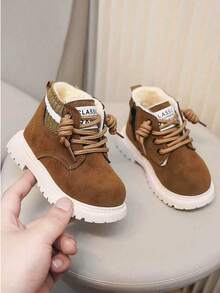 Kids' Snow Boots For Autumn/Winter, New Lace-Up Zipper Design, Thickened Warmth, Lightweight And Fashionable, Ideal Choice For Outdoor Snow Boots. - Khaki - View 4