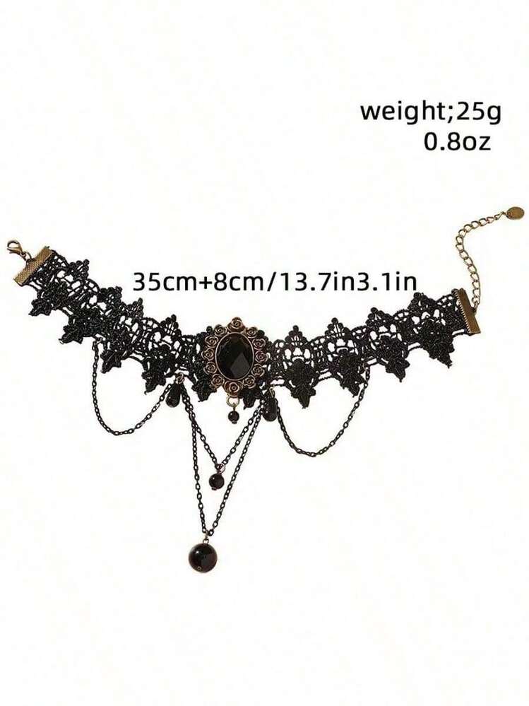 1pc Cross-Border Hot-Selling Lace Necklace - Black - View 3