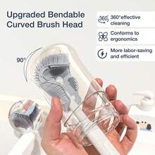 6-In-1 Baby Bottle Cleaning Set, Nipple Brush, Straw Brush, Bottle Drying Rack, Multi-Functional Portable Lightweight Easy Storage Bottle Cleaning Tools, Travel Baby Bottle Cleaning Set - Multicolor - View 7
