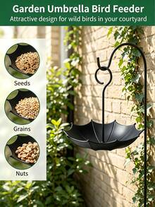 1pc Outdoor Hanging Plastic Umbrella-Shaped Bird Feeder Tray And Bath, Suitable For Garden, Patio, And Backyard Decoration, Outdoor Hummingbird Feeder And Bird Food Tray - Multicolor - View 4
