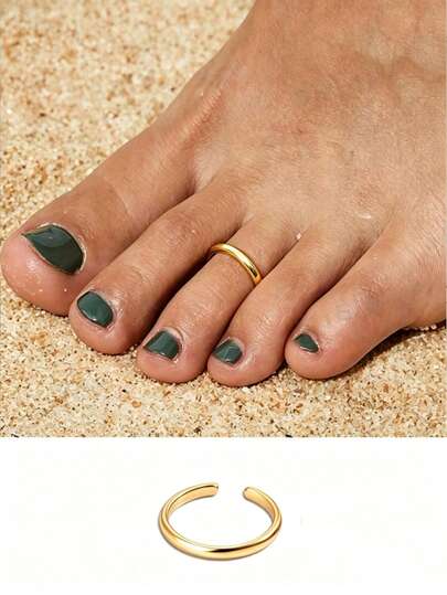 1pc Sexy Minimalist Open Ring With Adjustable Pendant Stainless Steel Toe Ring Beach Vacation Style Single Ring Stainless Steel Jewelry Women's Charm Accessory Women's Exclusive Jewelry Women's Gift