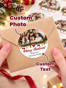 1/60/120pcs Customizable Christmas Round Stickers, Holiday Decoration Stickers, Personalized Christmas Labels, Perfect For Gift Boxes, Holiday Envelopes, Fragrance Containers, Home Decor, Great For Friends, Family, Partners, Christmas Gift Lovers, Suitable For Christmas Parties, Anniversary Gatherings, Holiday Dinners - Multicolor - View 4