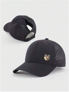 1 pieza Gorra de béisbol de malla transpirable de secado rápido de unicolor con orificio para coleta, gorra de béisbol ajustable, deportes al aire libre - Multicolor - Ver 10
