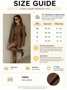 Women's Autumn Elegant Casual Brown Striped Blazer And Mini Skirt 2 Pieces Set, Suitable For Office, Vacation, Outings - Mocha Brown - View 3