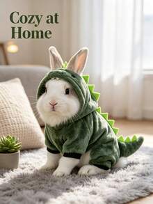Cute Dinosaur Design Warm Sweatshirt, Rabbit Pet Accessories, Rabbit Pet Supplies, Rabbit, Rabbit Pet Accessories, Rabbit Pet Supplies, Valentine's Day - Multicolor - View 6