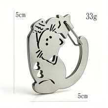 JRESSIAL Cute Cat Carabiner Decorative Pendant, Bag Accessory, Practical Versatile Keychain - Silver - View 6
