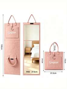 Foldable Full-Length Mirror With Portable Storage Bag, Hanging Door Mirror, Freestanding Or Wall-Mounted Vanity Mirror, High-Definition Imaging, Suitable For Bedroom, Dorm, Travel - Folding Mirror - View 9