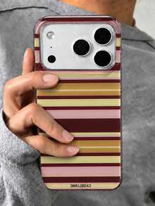 Stylish Colorful Striped Pattern Glossy IMD Phone Case Compatible With IPhone 18 Pro Max 18 Pro 17 Pro Max 17 Pro 17 16 Pro Max 16 Pro 16 15 Pro Max 15 Pro 15 14 Pro Max 14 Pro 14 13 Pro Max 13 Pro 13 12 11 Retro Aesthetic Color Blocking Shockproof Soft Cover - Color-block Stripes - View 3