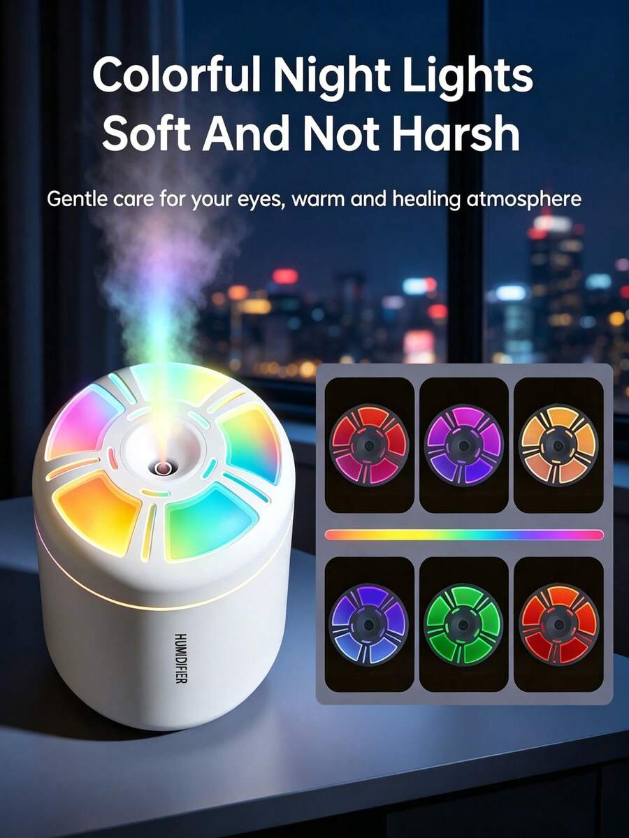1pc 180ml Car Aromatherapy Humidifier With Colorful Gradient Ambient Light, USB Portable Power, Quiet Operation, Desktop Decor With Color Light, Car Mist Humidifier With 5 Essential Oils, Suitable For Indoor Decoration, Office And Car Use - A - View 1