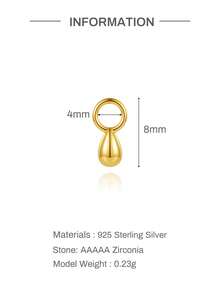 EleRunis 1PC 925 Sterling Silver Dainty Dangle Piercing Charm Drop CZ Build Your Own Handmade Earring Charm Fine Jewelry For Daily Wear Party Engagement - Gold - View 24