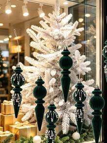 6/12pcs Deep Green Velvet Christmas Balls, Soft & Luxurious Texture, Can Be Directly Hung To Decorate Christmas Tree, Suitable For Christmas, Wedding, Holiday Home Decor, Easily Create Vintage Atmosphere - A - View 5