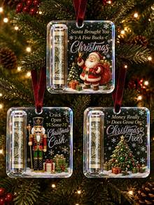 1 Or 2 Flat 2D Acrylic Cash Gift Hanging Decor, Snowman Decorative Tag, Christmas Tree Commemorative Ornament, Home New Year Holiday Decoration, Christmas Gift For Friends And Family (Cash Not Included) - Multicolor - View 6