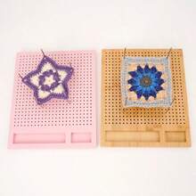 Wooden Crochet Blocking Board With 8pcs 15cm Metal Positioning Pins, Yarn Granny Square Fixing Tool For Crochet And DIY Handmade - Multicolor - View 4