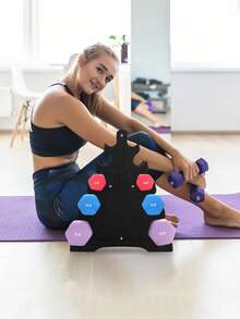 1pc Plastic Blade Triangular Dumbbell Rack, Home & Office Fixed Combination Fitness Dumbbell Stand - Multicolor - View 5